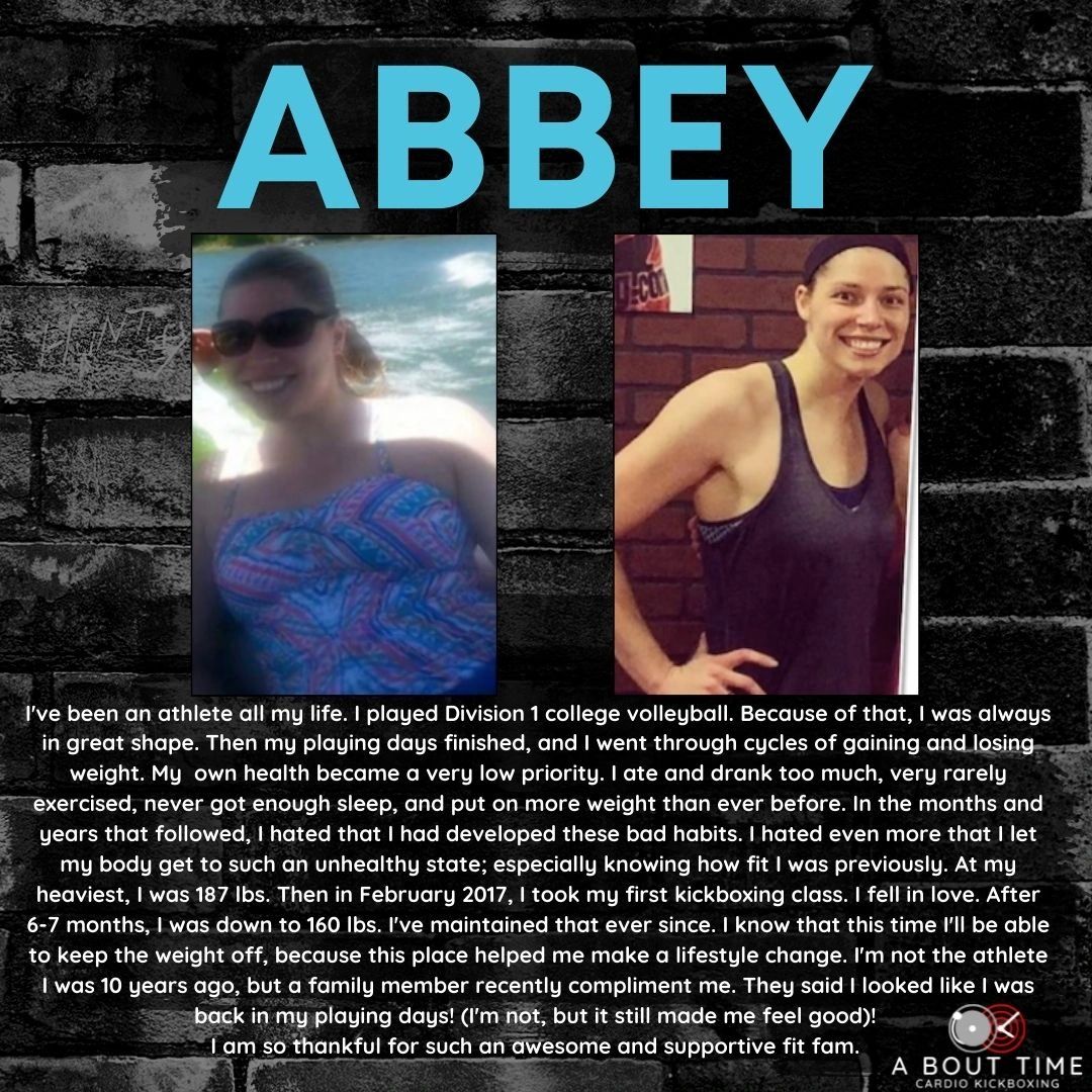 Abbey testimonial — A Bout Time Cardio Kickboxing